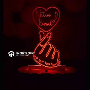 Personalized Couple Hand & Heart Acrylic 3D illusion LED Lamp with Color Changing Led and Remote SG