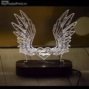 Personalized Angel Wings Acrylic 3D illusion LED Lamp with Color Changing Led and Remote SG