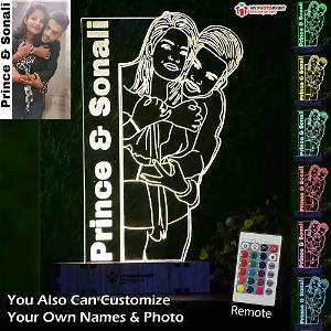 Personalized Couple Unique Photo Acrylic Led Night Lamp with Color Changing Led and Remote SG