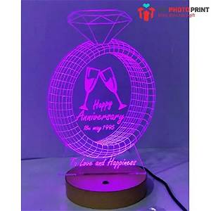 Personalized Diamond Ring Acrylic 3D illusion LED Lamp with Color Changing Led and Remote SG