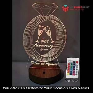 Personalized Diamond Ring Acrylic 3D illusion LED Lamp with Color Changing Led and Remote SG