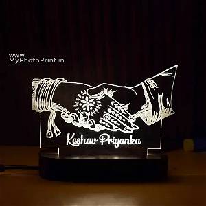 Personalized Happily Married Couple Acrylic 3D illusion LED Lamp with Color Changing Led and Remote SG