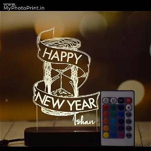 Personalized Happy New Year Acrylic 3D illusion LED Lamp with Color Changing Led and Remote SG