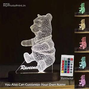 Customized Teddy Bear Acrylic 3D illusion LED Lamp with Color Changing Led and Remote SG