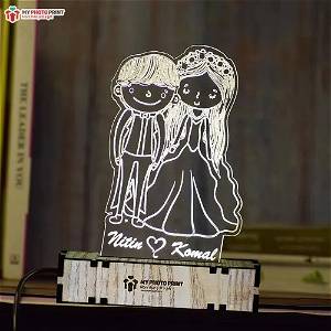 Personalized Cartoonist Couple Acrylic 3D illusion LED Lamp with Color Changing Led and Remote SG