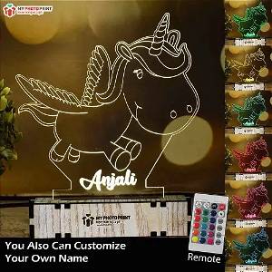 Personalized Flying Unicorn Acrylic 3D illusion LED Lamp with Color Changing Led and Remote SG