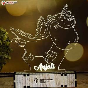Personalized Flying Unicorn Acrylic 3D illusion LED Lamp with Color Changing Led and Remote SG