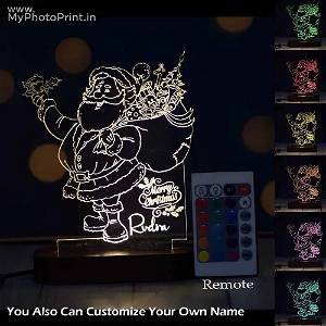 Personalized Santa Claus  Acrylic 3D illusion LED Lamp with Color Changing Led and Remote SG