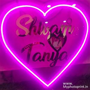 Personalized Love Couple Name With Photo Heart Led Neon Sign Decorative Lights Wall Decor 