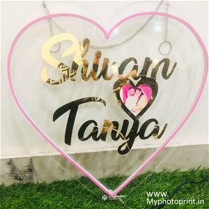 Personalized Love Couple Name With Photo Heart Led Neon Sign Decorative Lights Wall Decor 