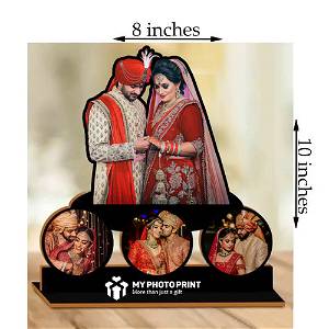 Personalized Best Couple With 4 Photos Wooden Table Top