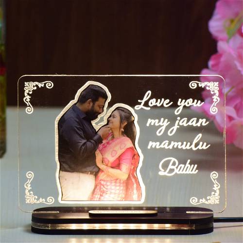 Personalized Valentine Special Photo Acrylic Led Night Lamp with Color Changing Led and Remote #1729