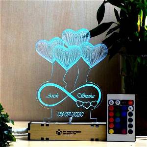 Customized Infinity Love Sign Acrylic 3d Illusion Led Lamp - Multi Color #2331