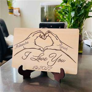 Personalized Couple Love Hands Wooden Table Top #2354
