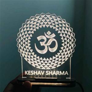 PERSONALIZED OM ACRYLIC 3D ILLUSION LED LAMP WITH COLOR CHANGING LED AND REMOTE #2357