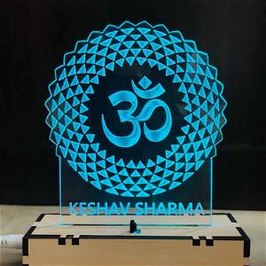 PERSONALIZED OM ACRYLIC 3D ILLUSION LED LAMP WITH COLOR CHANGING LED AND REMOTE #2357