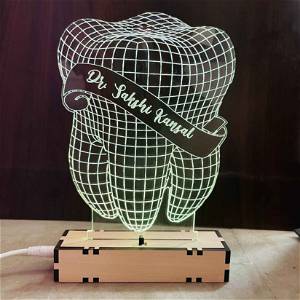 PERSONALIZED TEETH ACRYLIC 3D ILLUSION LED LAMP WITH COLOR CHANGING LED AND REMOTE #2359