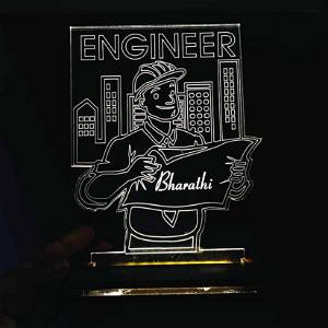 PERSONALIZED ENGINEER ACRYLIC 3D ILLUSION LED LAMP WITH COLOR CHANGING LED AND REMOTE #2356