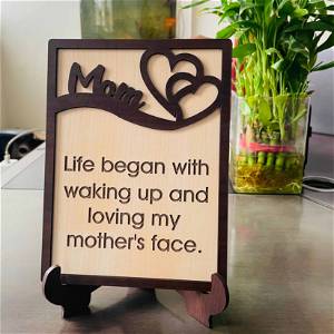 Personalized Heart Mom Wooden Table Top #2364