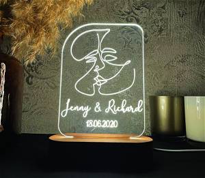 Personalized Night Light Wedding Acrylic Lamp, Valentines Day Gift, Couple Gift, Custom Name Desk Lamp, Gift for Her / Him #2390