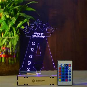 Personalized A TO Z  Crown Alphabet Acrylic 3D illusion LED Lamp 2328