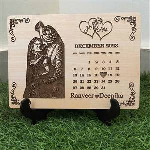 Customized Calendar Wooden Engraved With Your Photo And Names #2403