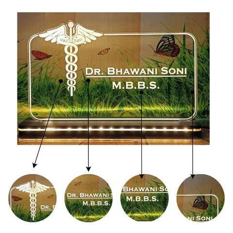 Doctor Acrylic Laser Engraved Table Sign Stand, Laser Engraved Acrylic Sign or Name Plate for Doctor, Teacher, Advocate, Medical, Proprotor office or Promotion Gift
