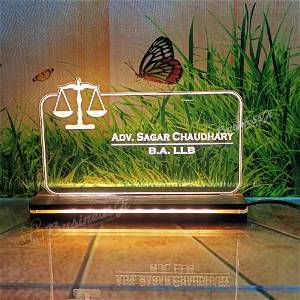 Advocate Acrylic Laser Engraved Table Sign Stand, Laser Engraved Acrylic Sign or Name Plate for Doctor, Teacher, Advocate, Medical, Proprotor office or Promotion Gift #2426