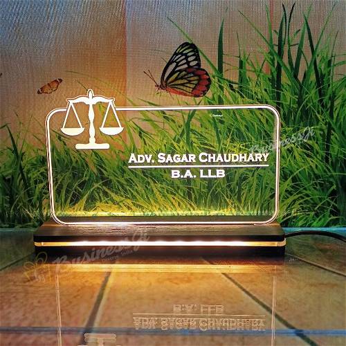 Advocate Acrylic Laser Engraved Table Sign Stand, Laser Engraved Acrylic Sign or Name Plate for Doctor, Teacher, Advocate, Medical, Proprotor office or Promotion Gift