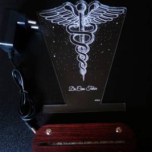 Name Plate Lamp Gift for Doctors, Personalized unique doctor symbol