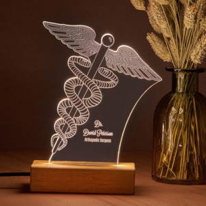 Personalized Desk Lamp with Medicine Sign as Thank You Gift for Doctor. Perfect Doctor Gift Customized Led Light. Custom Night Lamp for Him