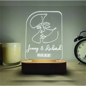 Personalized Night Light Wedding Acrylic Lamp, Valentines Day Gift, Couple Gift, Custom Name Desk Lamp, Gift for Her / Him #2390