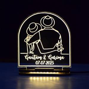 Personalized Night Light Wedding Acrylic Lamp, Valentines Day Gift, Couple Gift, Custom Name Desk Lamp, Gift for Her / Him #2343