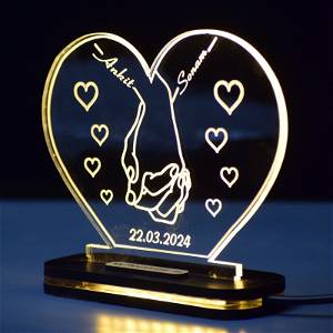 Personalized Night Light Wedding Acrylic Lamp, Valentines Day Gift, Couple Gift, Custom Name Desk Lamp, Gift for Her / Him #2389