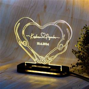 MyPhotoPrint Unique Personalized Heartfelt Cute Couple Acrylic Lamp - Lamp for Couple Gift |Anniversary| Wedding | Marriage| Valentine Day|Girlfriend | Boyfriend (Warm White/Multicolored) #2467