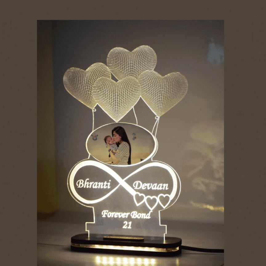 Customized Photo Unique Infinity Love Sign Acrylic 3D illusion Led Lamp #2455