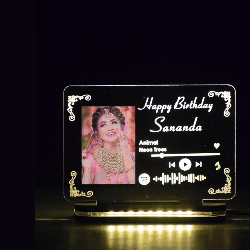 Personalized Name Music Plaque With Occasion & Photo Acrylic 3D illusion LED Lamp with Color Changing Led and Remote #2321