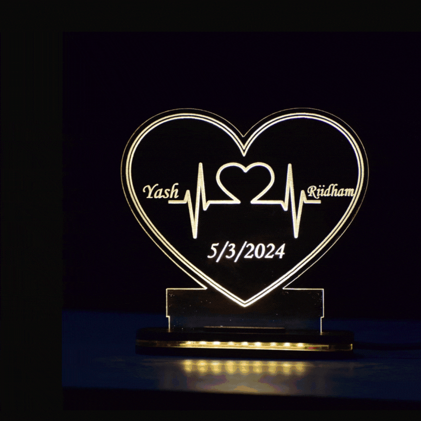 Personalized Love & Names with Date Acrylic 3d Illusion Led Lamp With Color Changing Led And Remote #2404