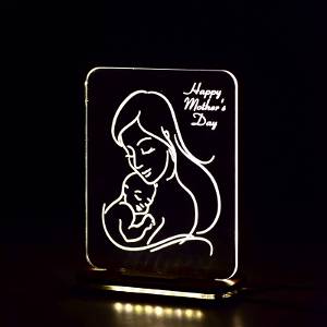 MyPhotoPrint Personalized Love & Light: Mother and Baby Acrylic Lamp - Lamp for Mom | mother's Day| Mom's Birthday | mother (Warm White/Multicolored )