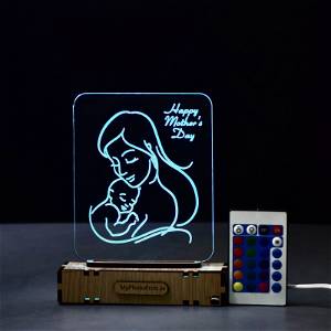 MyPhotoPrint Personalized Love & Light: Mother and Baby Acrylic Lamp - Lamp for Mom | mother's Day| Mom's Birthday | mother (Warm White/Multicolored ) #2471