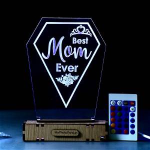 MyPhotoPrint Best Mom Ever - Heartwarming Mother's Day or Birthday Gift - Lamp for Mom | mother's Day| Mom's Birthday | mother (Warm White/Multicolored ) #2474