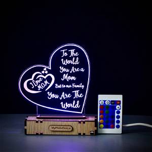 MyPhotoPrint Heartfelt Love Mom Acrylic Lamp - Heartwarming Mother's Day or Birthday Gift - Lamp for Mom | mother's Day| Mom's Birthday | mother (Warm White/Multicolored ) #2475