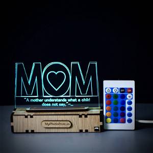 MyPhotoPrint Special Mom Quote Acrylic Lamp - Heartwarming Mother's Day or Birthday Gift - Lamp for Mom | mother's Day| Mom's Birthday | mother (Warm White/Multicolored ) #2476