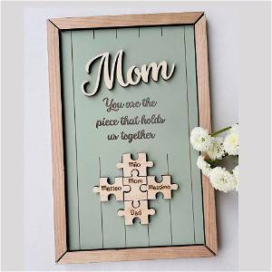Personalized Puzzle Mom Wooden Frame #2479