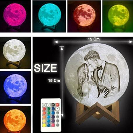 ORIGNAL 3D Printed Moon Lamp Personalized With Text & Photo | Multi Color