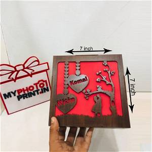 Customized Wooden Couple Light Box With Your Name