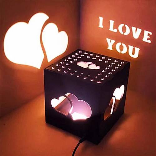 Heart Shaped Wooden Shadow Box Night Lamp - A Unique and Thoughtful Gift | Can Be Customized With Name ,special memories, quotes, or message