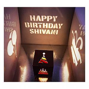 Customized Happy Birthday Wooden Shadow Box With Electric Night Lamp