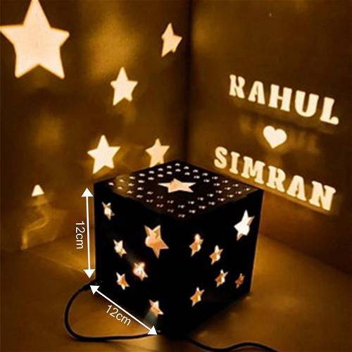 Customized Star Wooden Shadow Box With Electric night Lamp