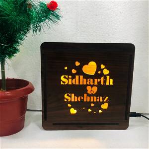 Customized Couple Name Heart Wooden Light Box